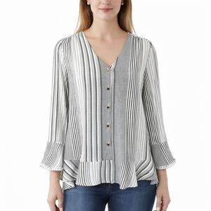 Ivanka Trump Top Size Large Bell Sleeve Stripe
